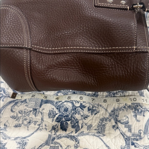 Coach Chocolate Brown Leather Tote with Gold Accents - Picture 9 of 12